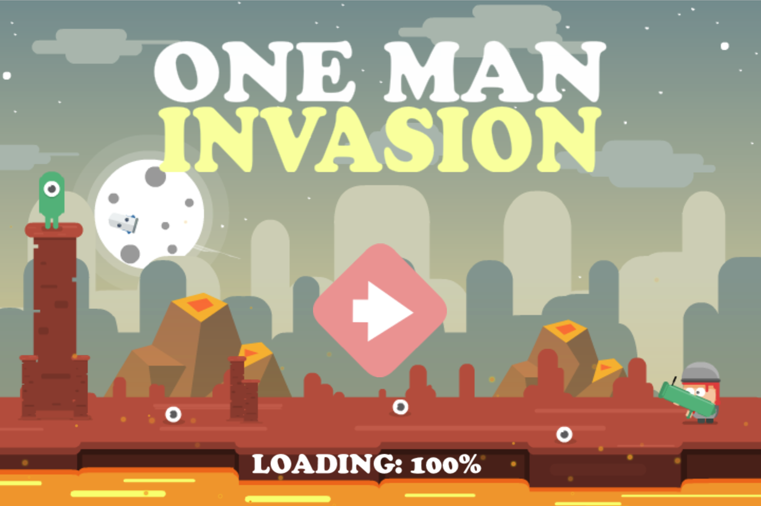 One Man Invasion Game Welcome Screen Screenshot.