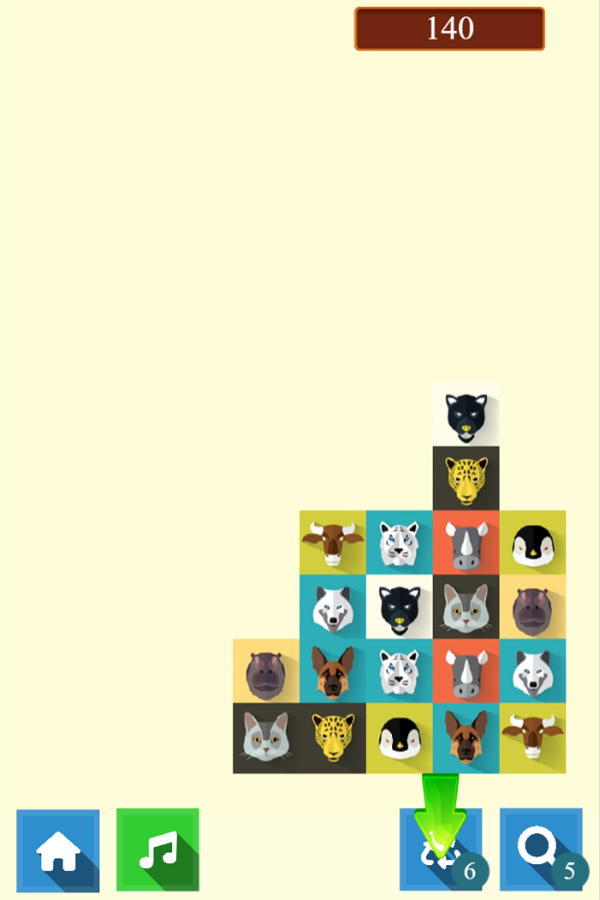 Onet Pet Matching Game Level Fill Down Screenshot.