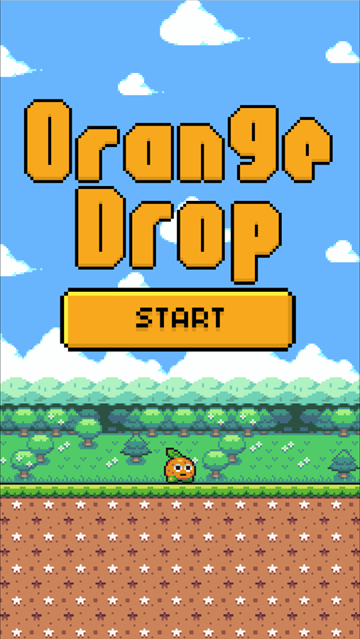 Orange Drop Game Welcome Screen Screenshot.