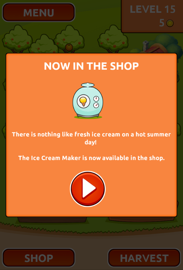 Orange Farm Game Ice Cream Maker Instructions Screen Screenshot.