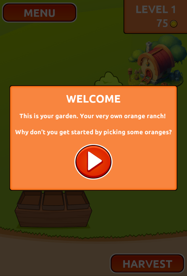 Orange Farm Game Welcome Introduction Screen Screenshot.