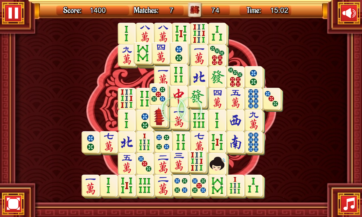 Original Mahjongg Game Play Screenshot.