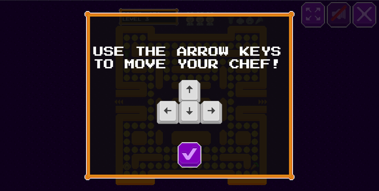 Pac-Chef Game Movement Instructions Screenshot.