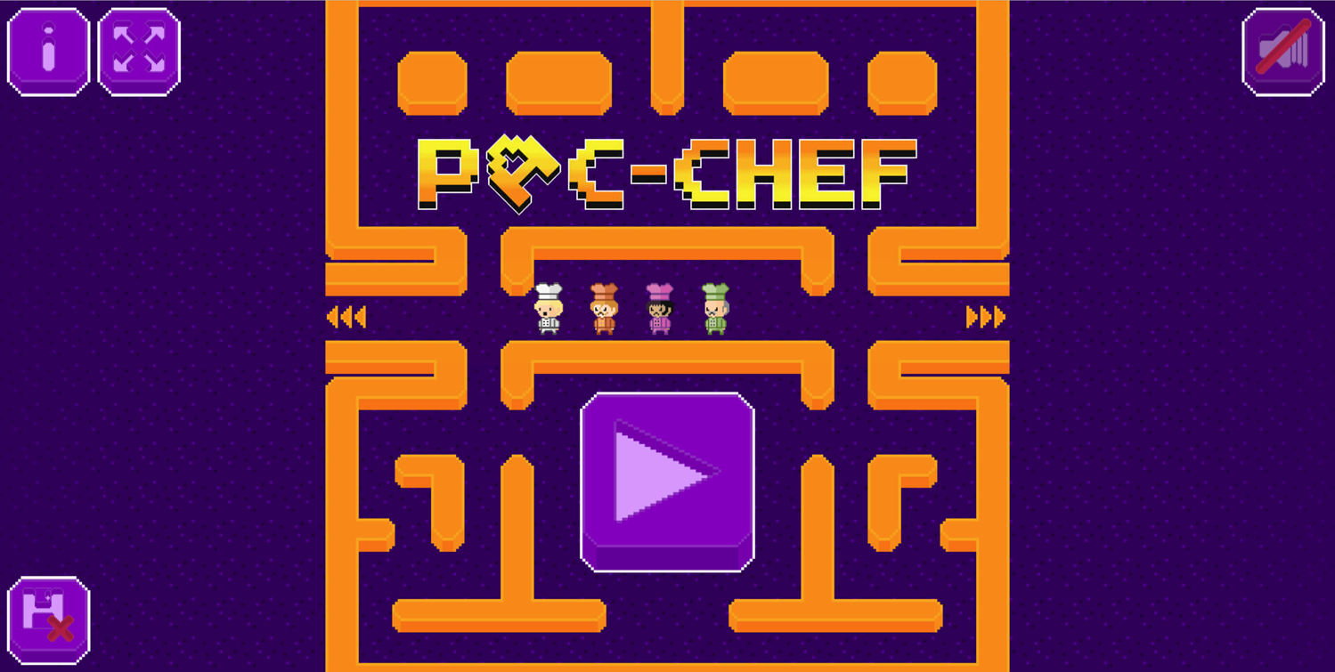 Pac-Chef Game Welcome Screen Screenshot.