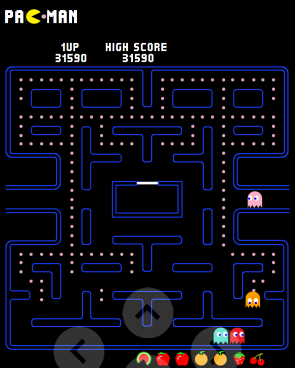 Pac-Man Game Over Screenshot.