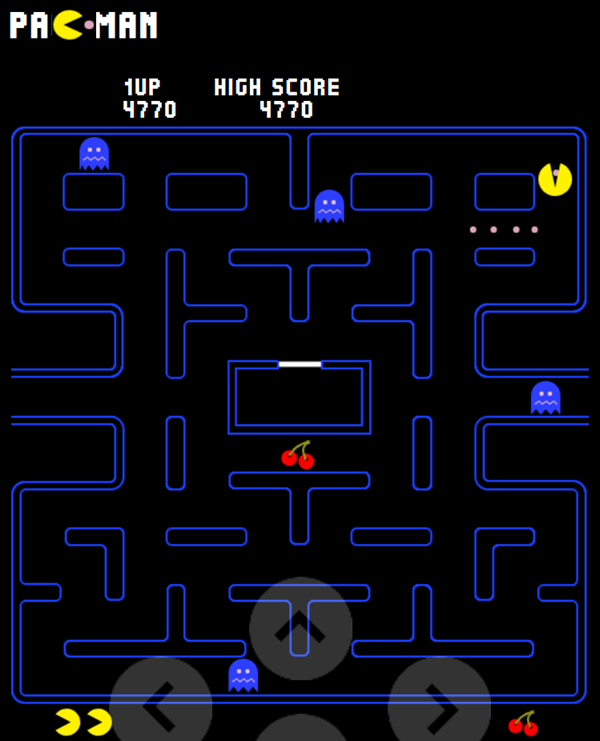 Pac-Man Game Play Screenshot.