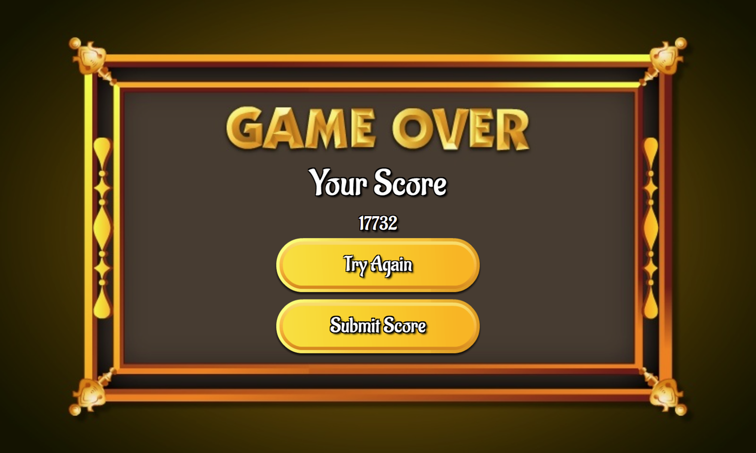 Pantagruel Double Klondike Game Over Screen Screenshot.