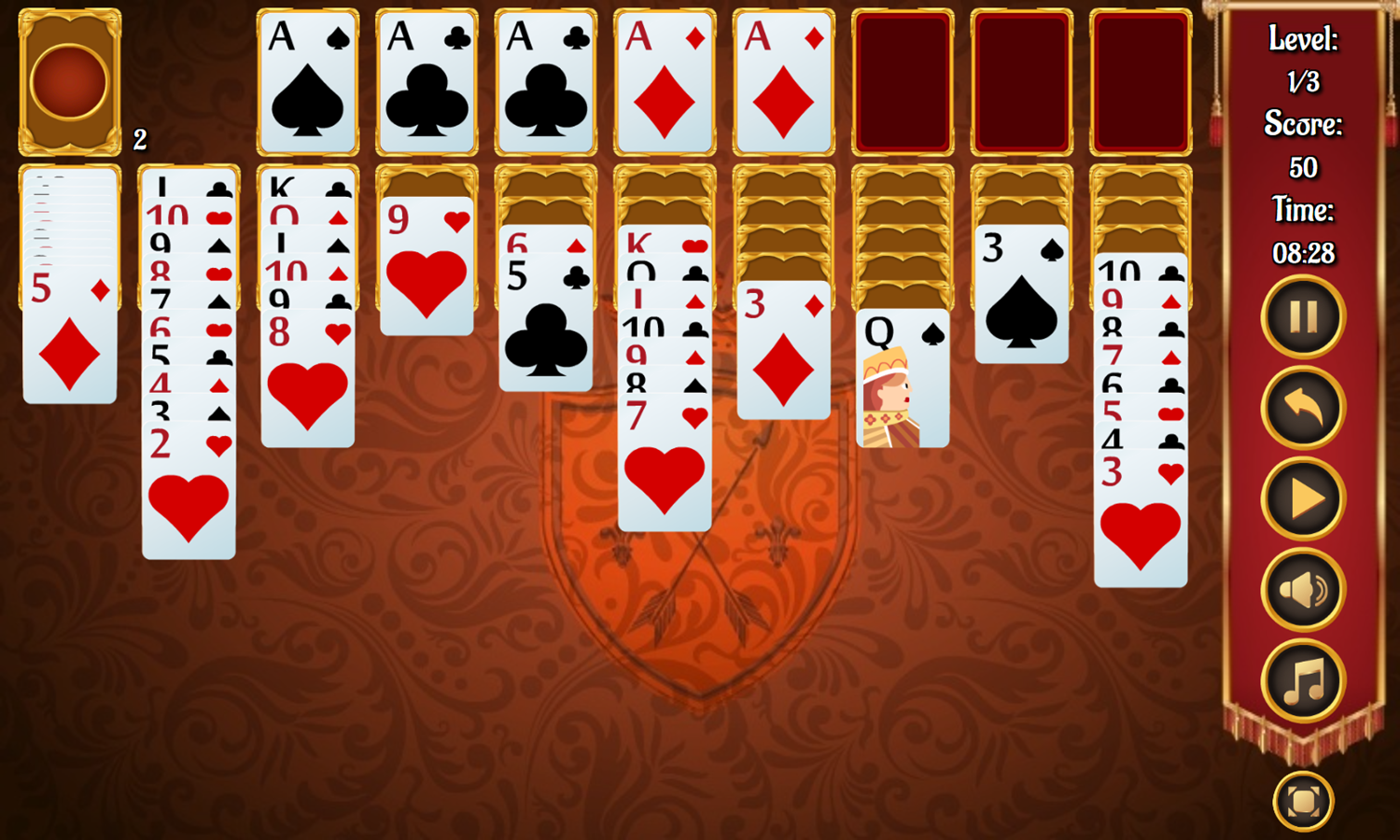 Pantagruel Double Klondike Game Play Screenshot.