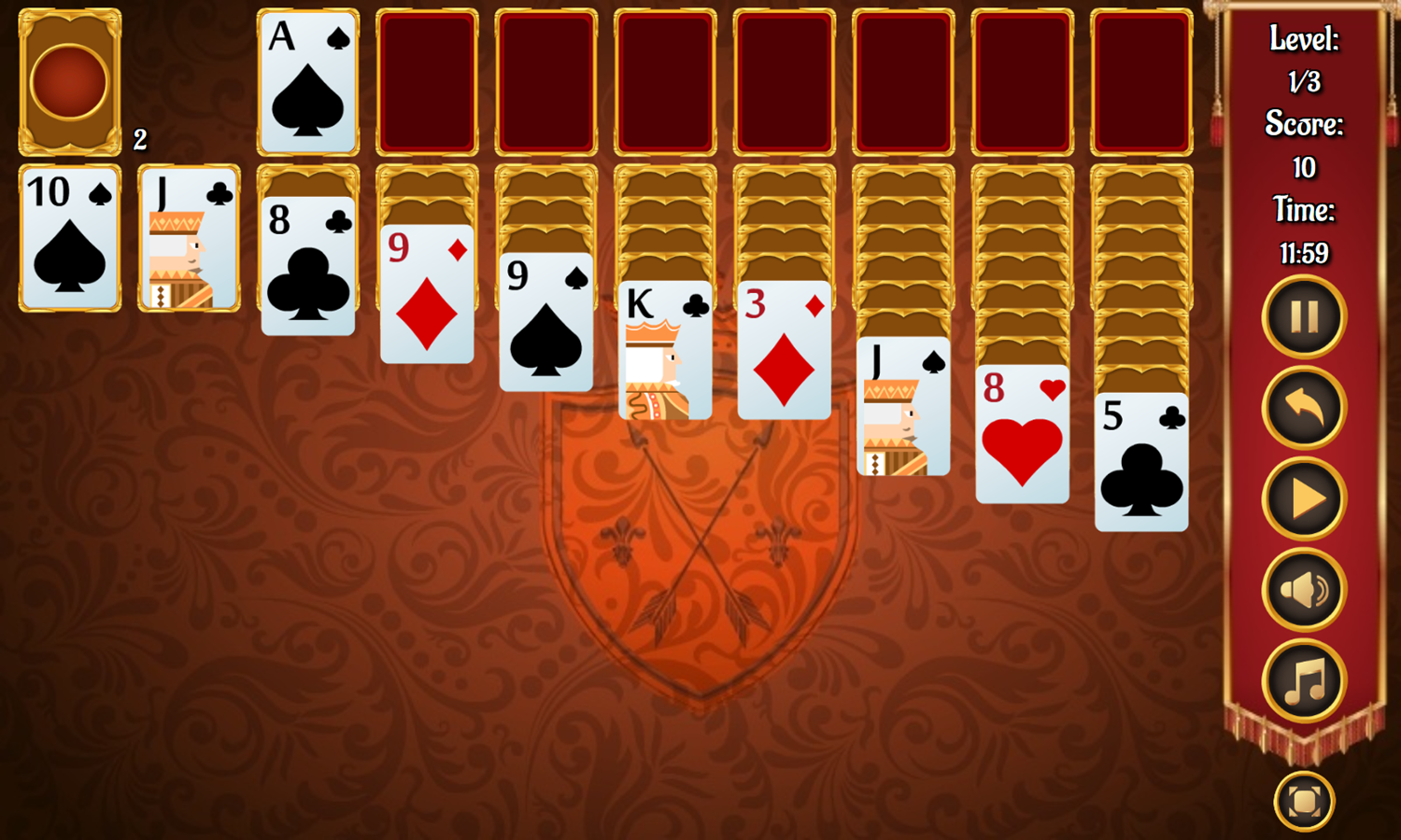 Pantagruel Double Klondike Game Level Start Screenshot.