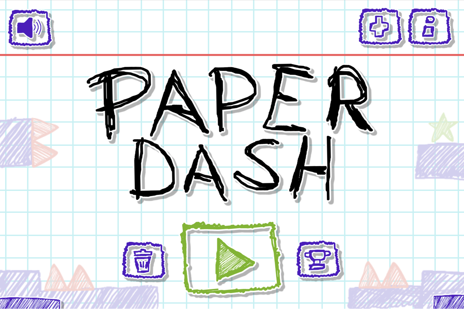 Paper Dash Game Welcome Screen Screenshot.