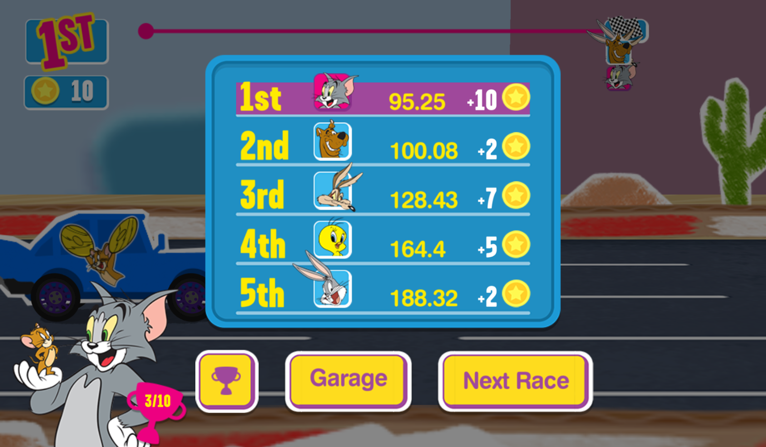 Paper Racers Game YRace Results Screenshot.