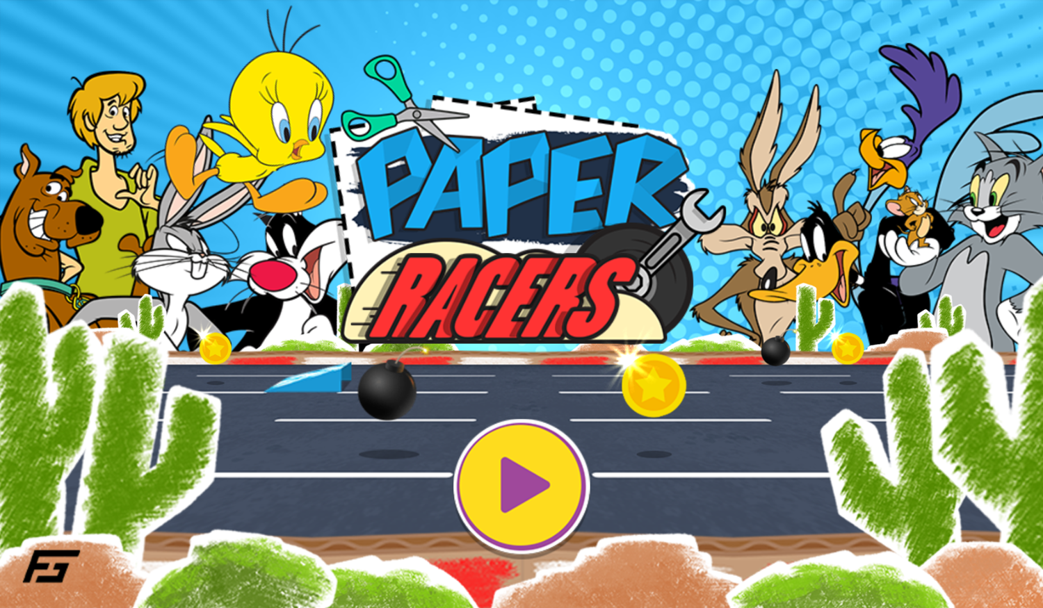 Paper Racers Game Welcome Screen Screenshot.