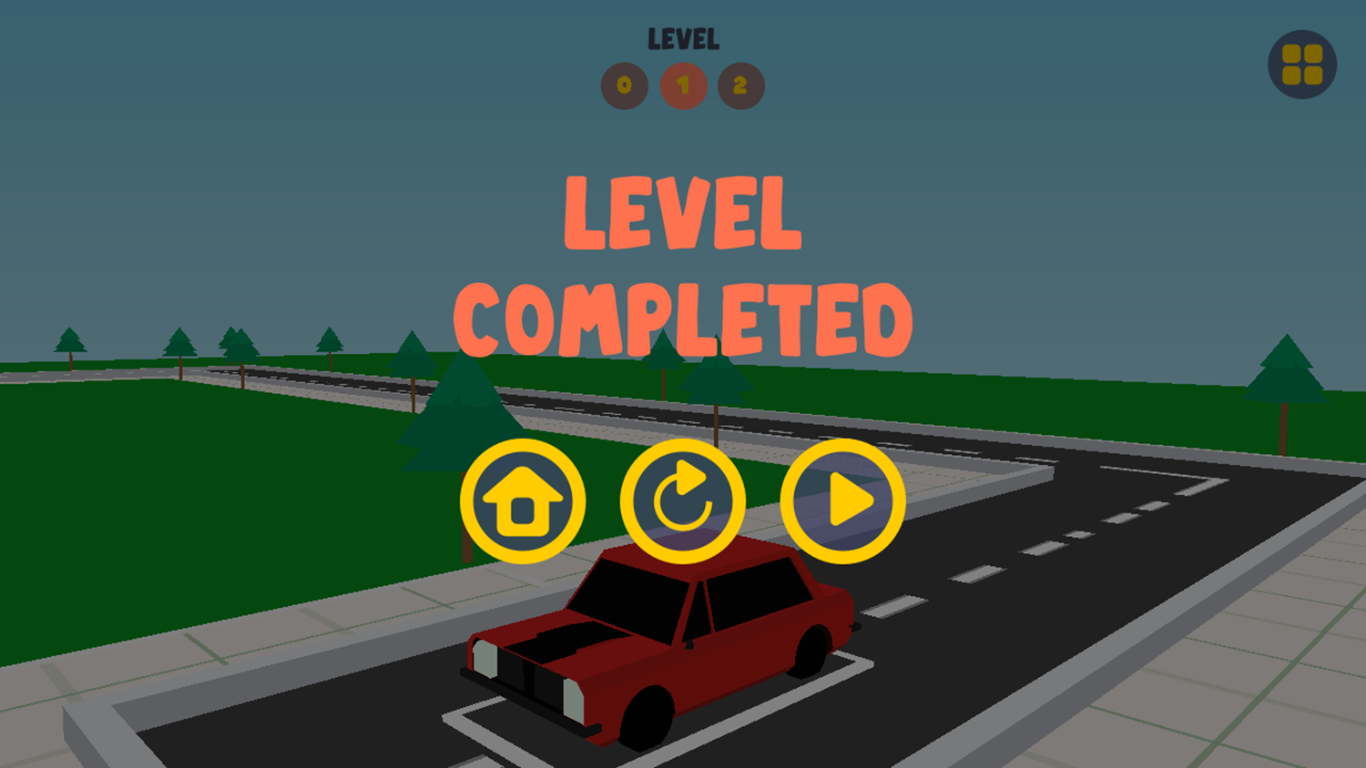 Parking Car Game Level Completed Screenshot.