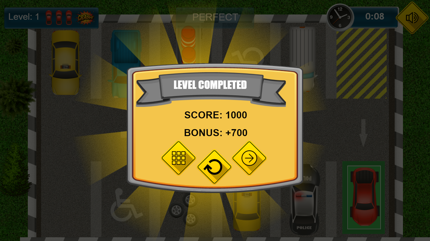 Parking Game Level Completed Screenshot.