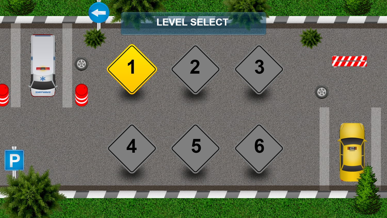 Parking Game Level Select Screenshot.