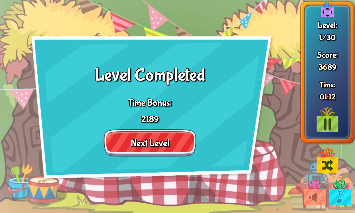 Party Jong Game Level Completed Screenshot.