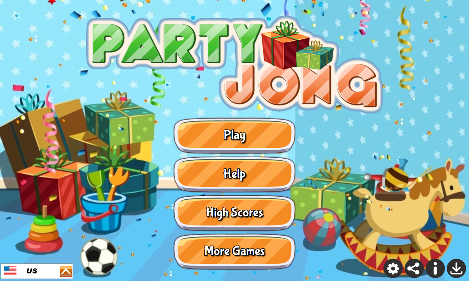 Party Jong Game Welcome Screen Screenshot.