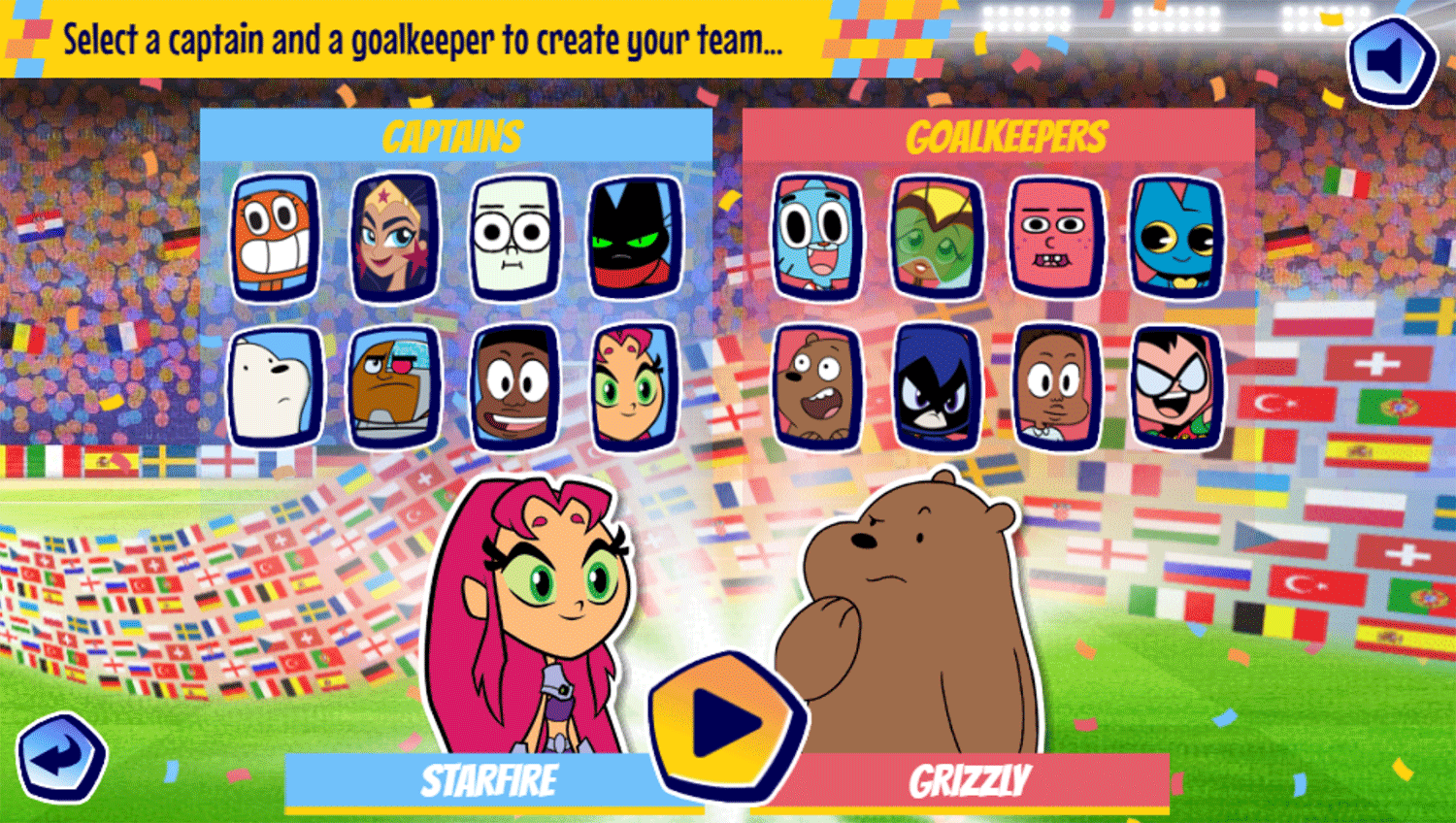 Penalty Power 2021 Game Character Select Screenshot.