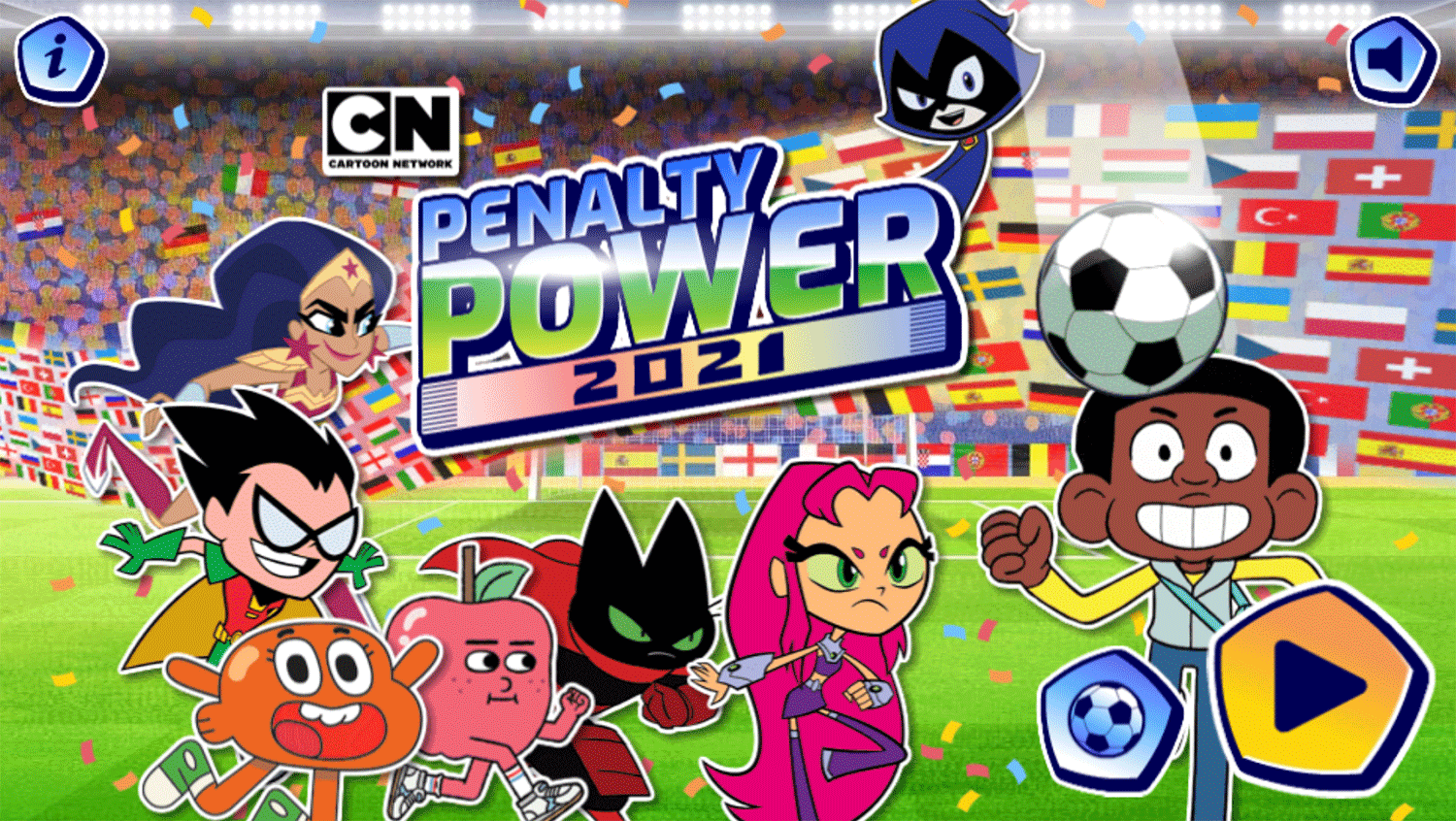 Penalty Power 2021 Game Welcome Screen Screenshot.