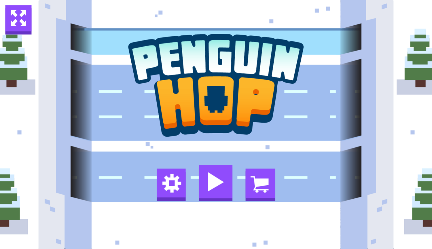 Penguin Hop Game Welcome Screen Screenshot.