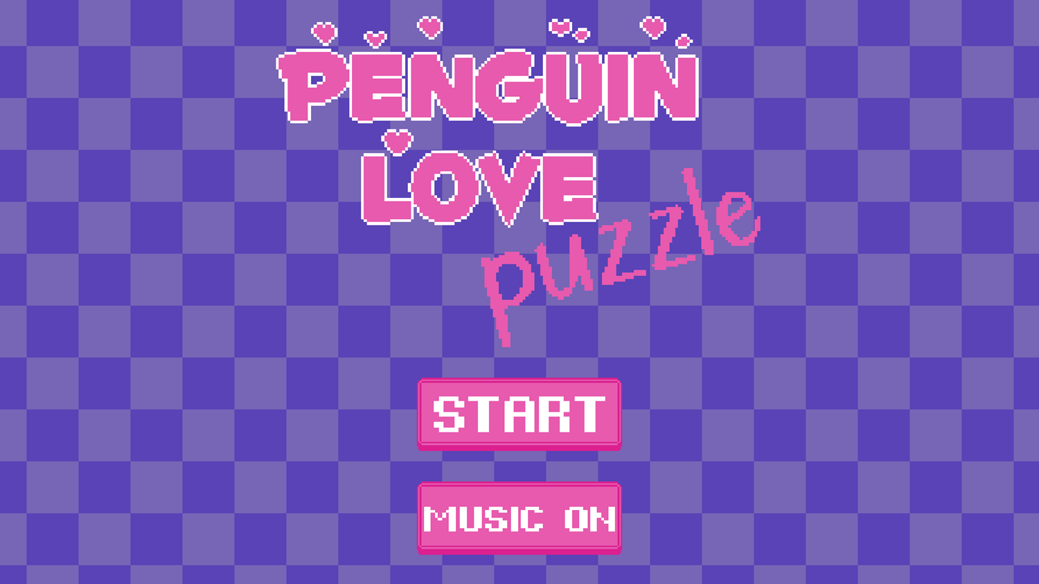 Penguin Love Puzzle Game Welcome Screen Screenshot.