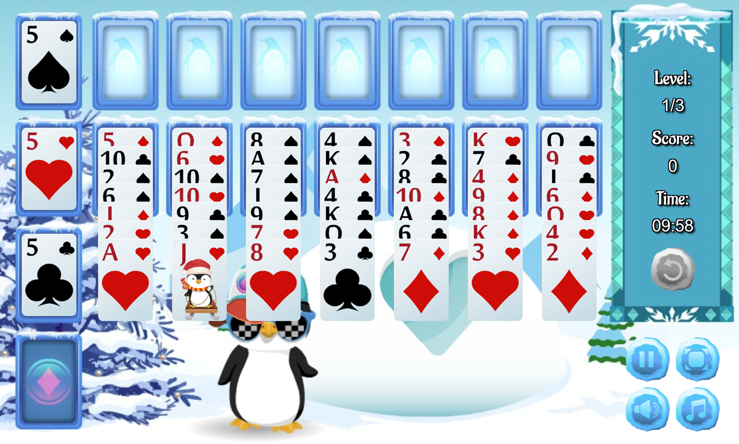 Penguin Solitaire Game Screenshot.