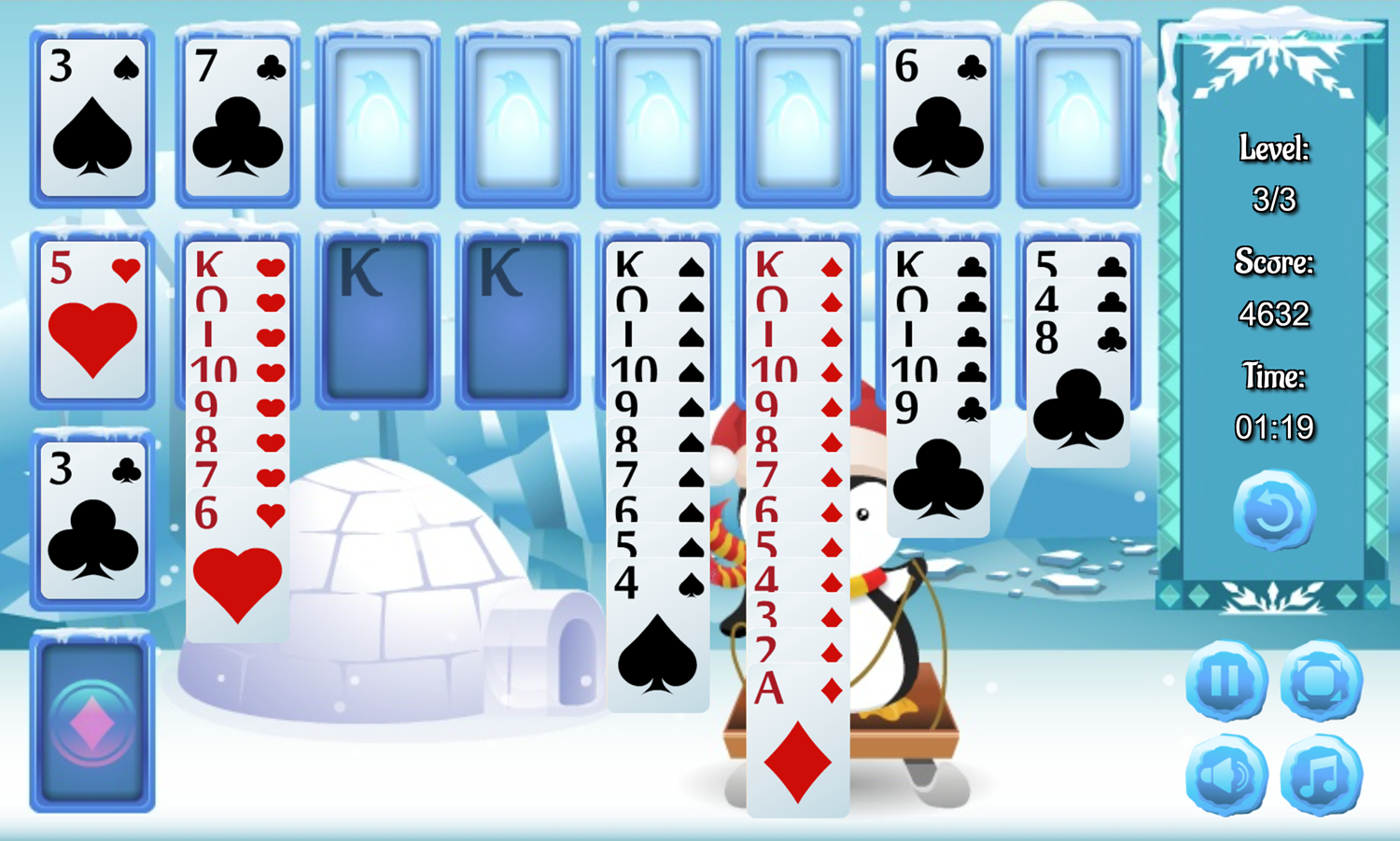 Penguin Solitaire Gameplay Screenshot.