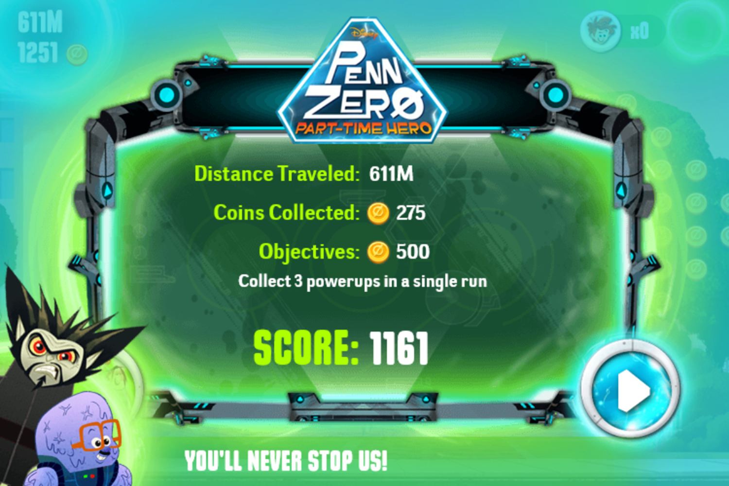 Penn Zero Part Time Hero Multiverse Mayhem Game Over Screenshot.