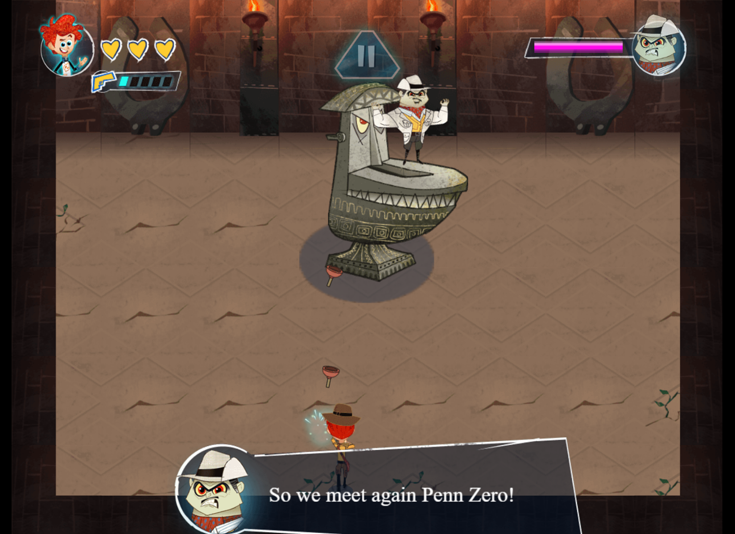 Penn Zero Part Time Hero Zap Trap Game Boss Fight Screenshot.
