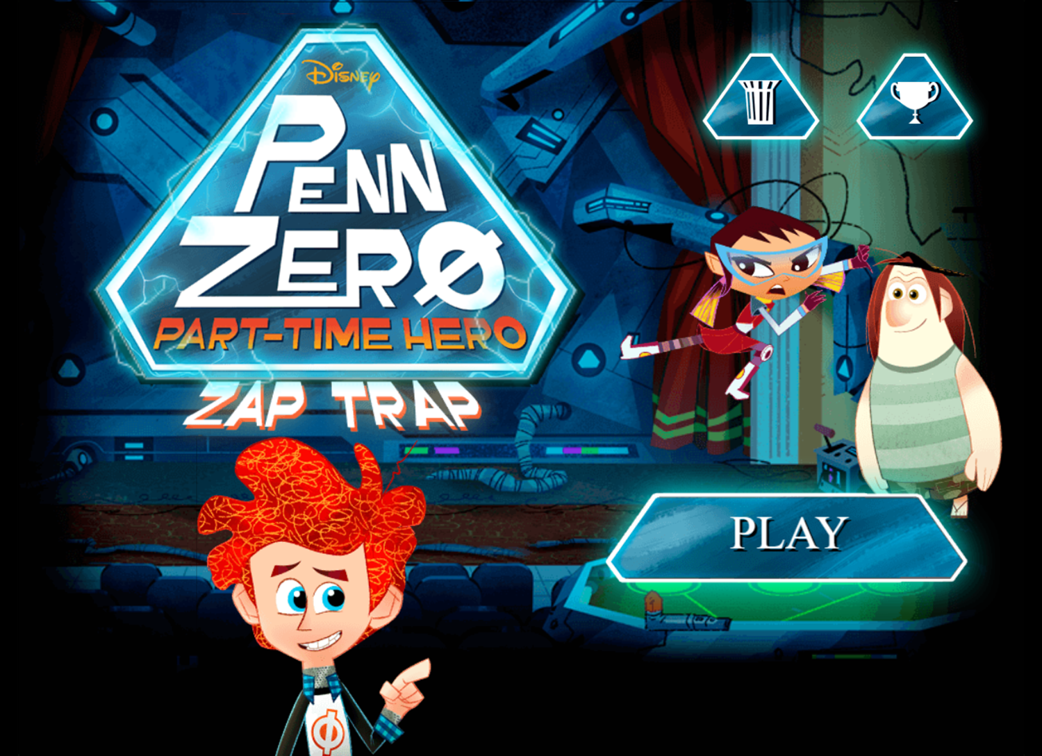 Penn Zero Part Time Hero Zap Trap Game Welcome Screen Screenshot.