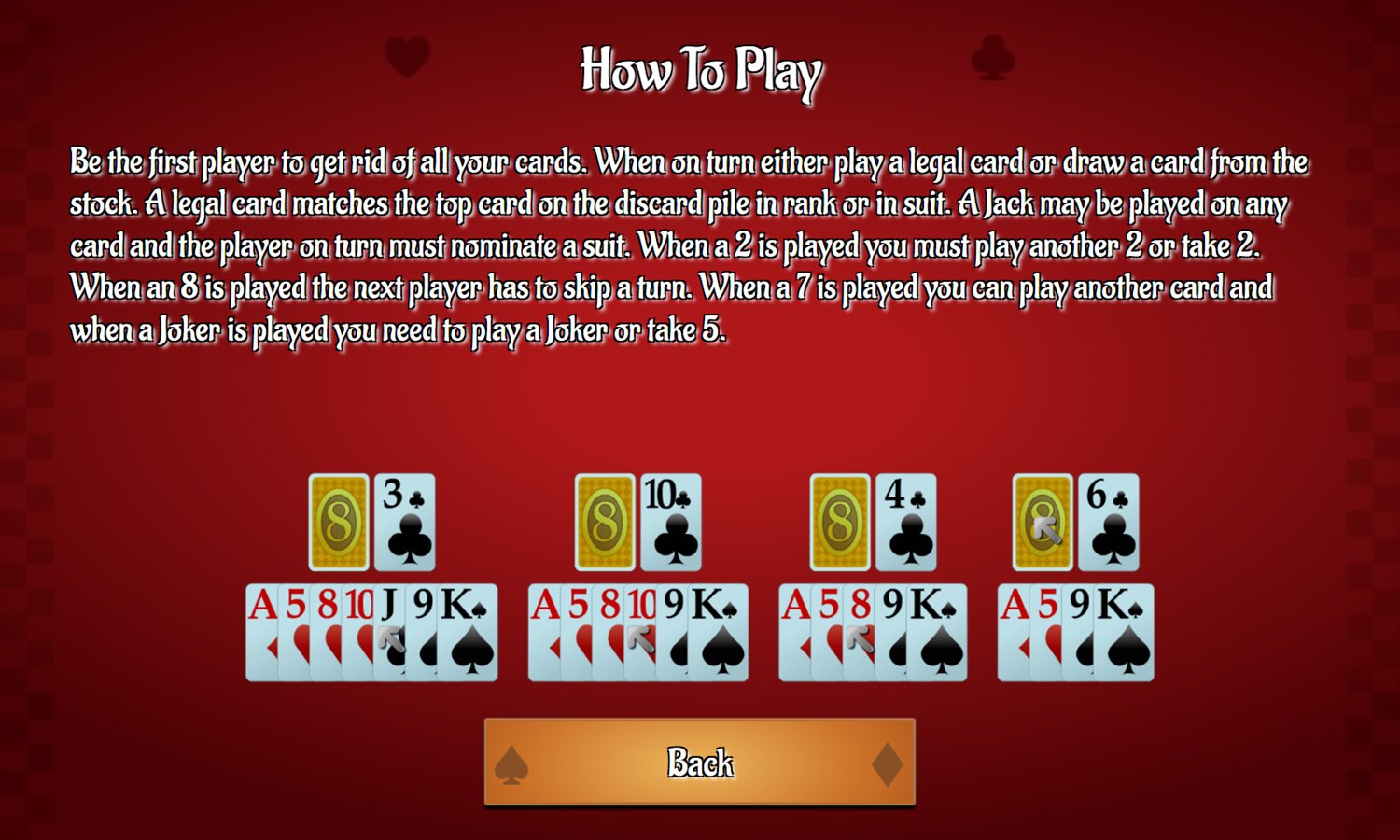 Pesten Game How To Play Screenshot.