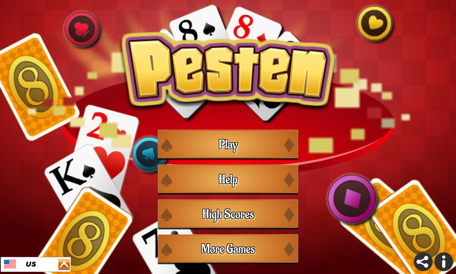 Pesten Game Welcome Screen Screenshot.