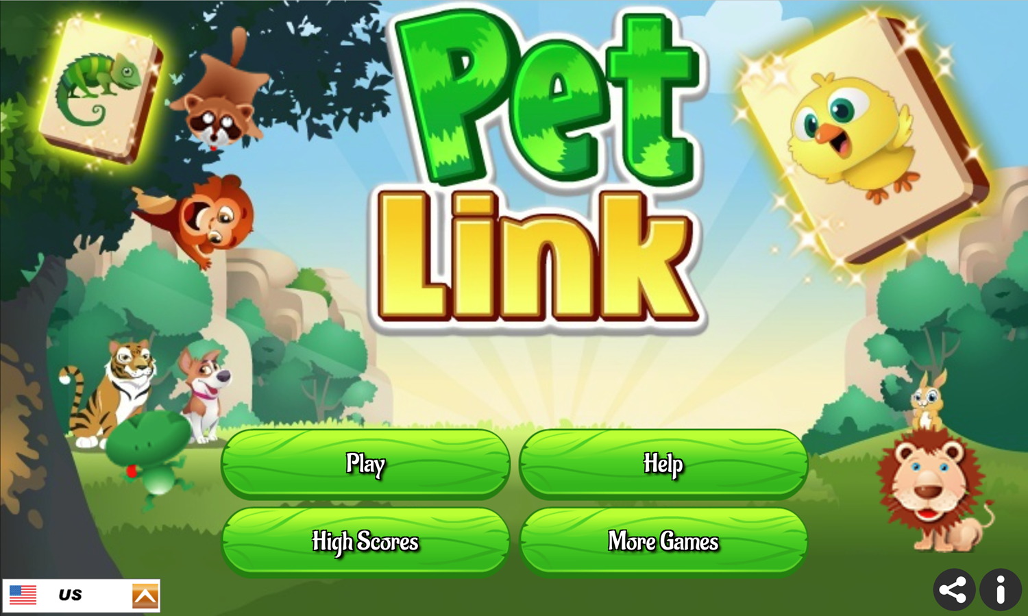 Pet Link Game Welcome Screen Screenshot.