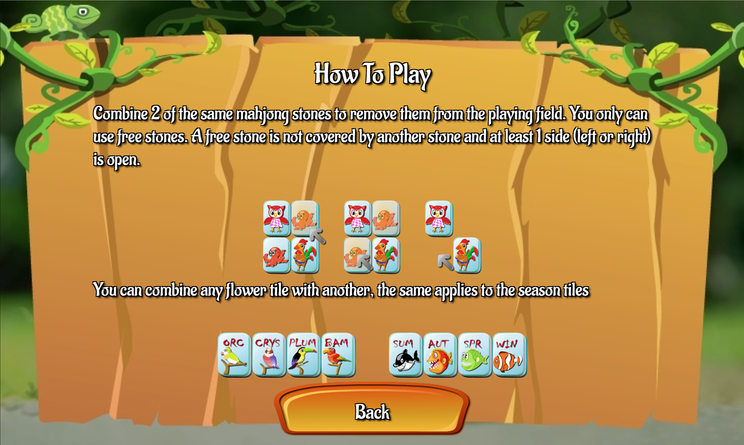Pet Mahjongg Game How to Play Screen Screenshot.