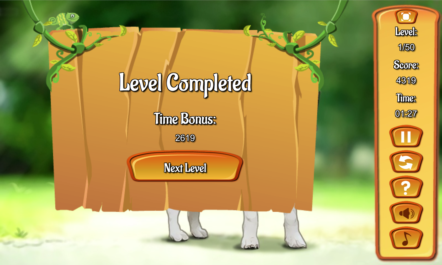 Pet Mahjongg Game Level Completed Screen Screenshot.