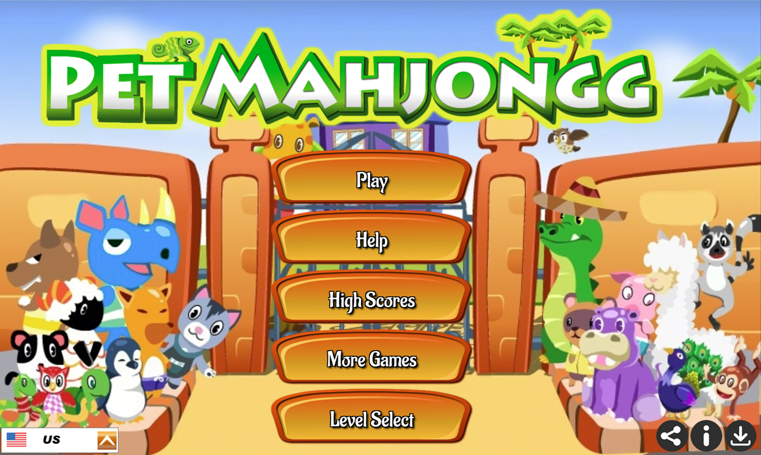 Pet Mahjongg Game Welcome Screen Screenshot.