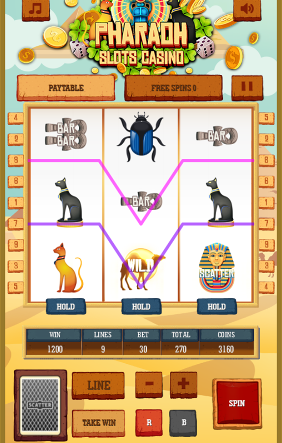 Pharaoh Slots Casino Game Take Win Screenshot.