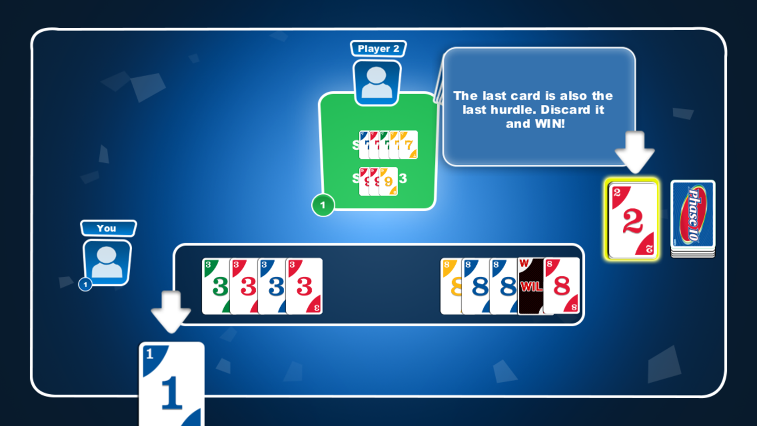 Phase 10 Game Discard Last Card Screenshot.