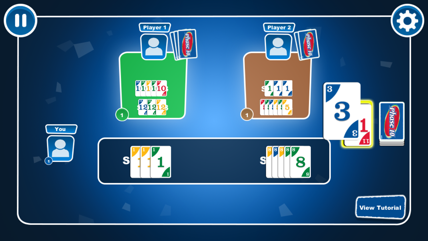 Phase 10 Game Discard Win Round Screenshot.