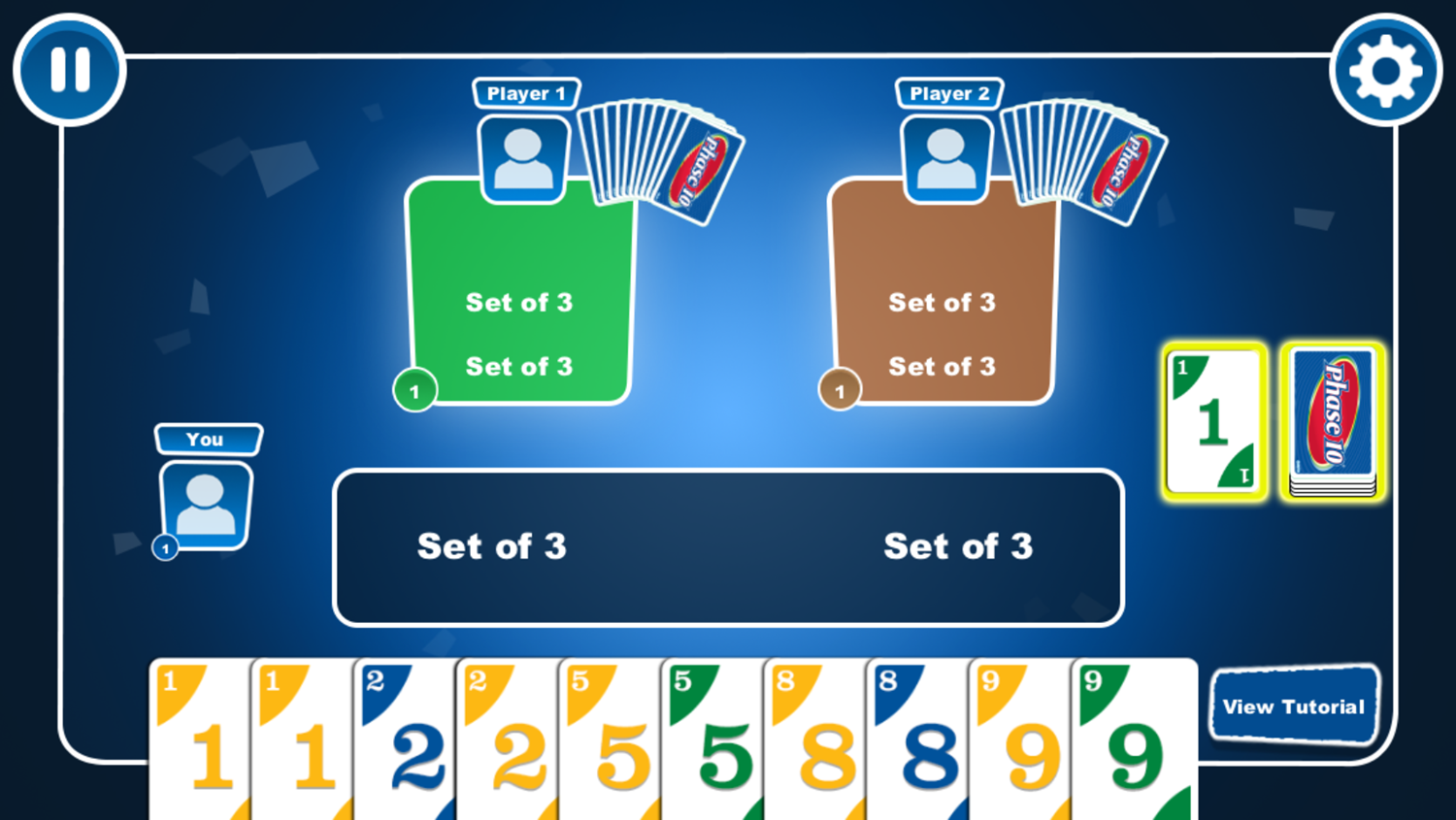 Phase 10 Game Start Screenshot.