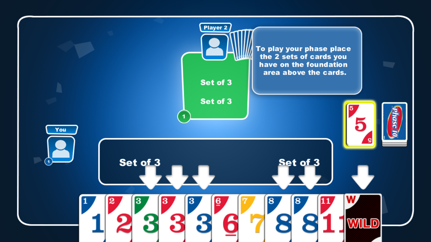 Phase 10 Game Play Phase Screenshot.