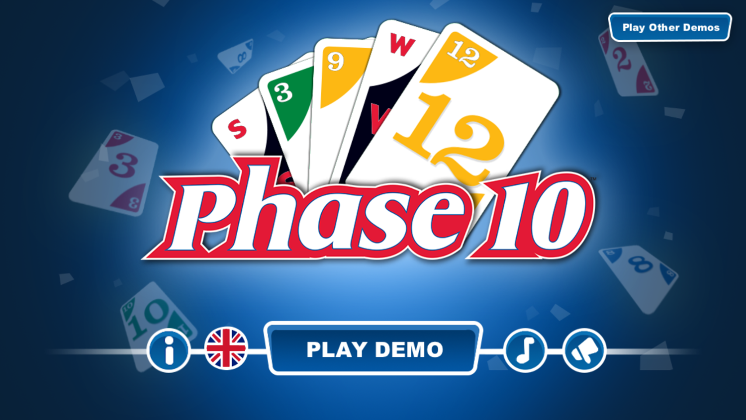 Phase 10 Game Welcome Screen Screenshot.