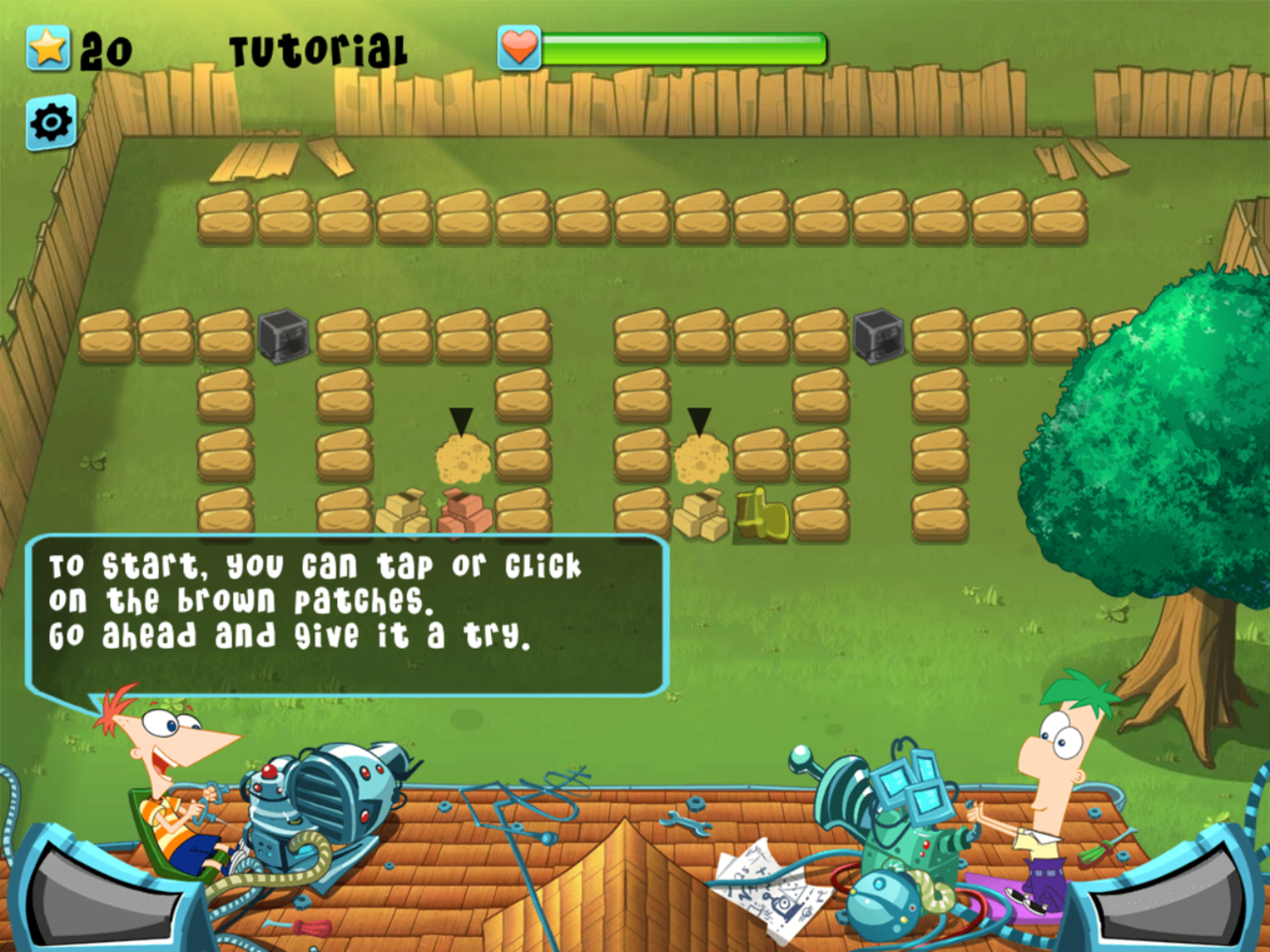 Phineas and Ferb Backyard Defense Game How To Play Screenshot.