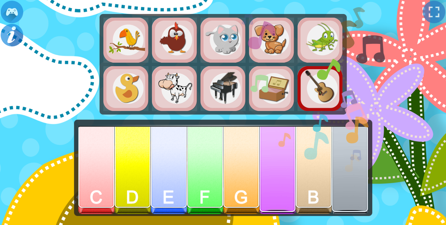 Piano for Kids Animal Sounds Guitar Sounds Screenshot.