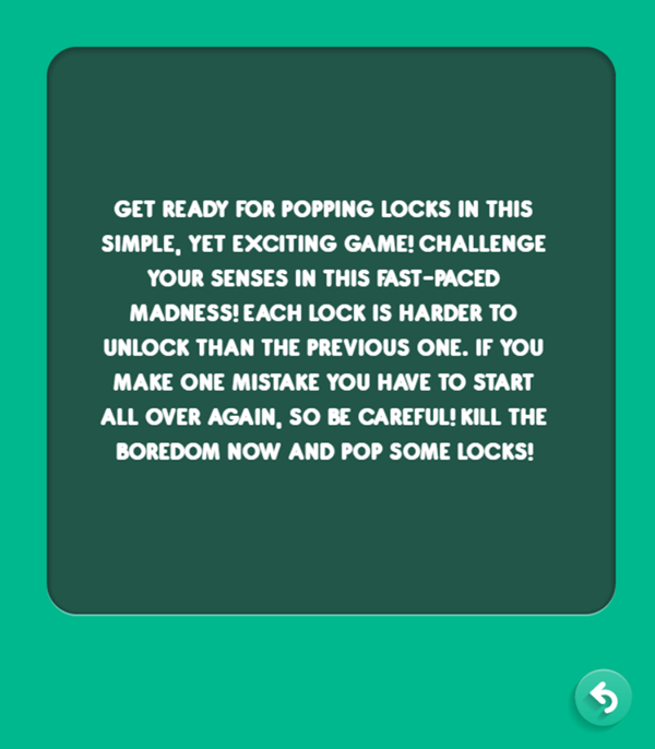 Pick a Lock Game Instructions Screenshot.