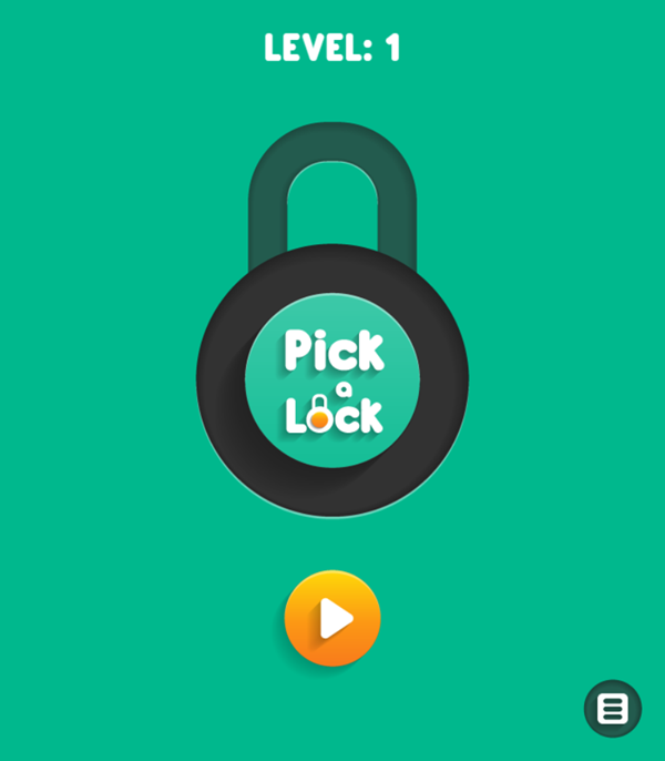 Pick a Lock Game Welcome Screen Screenshot.