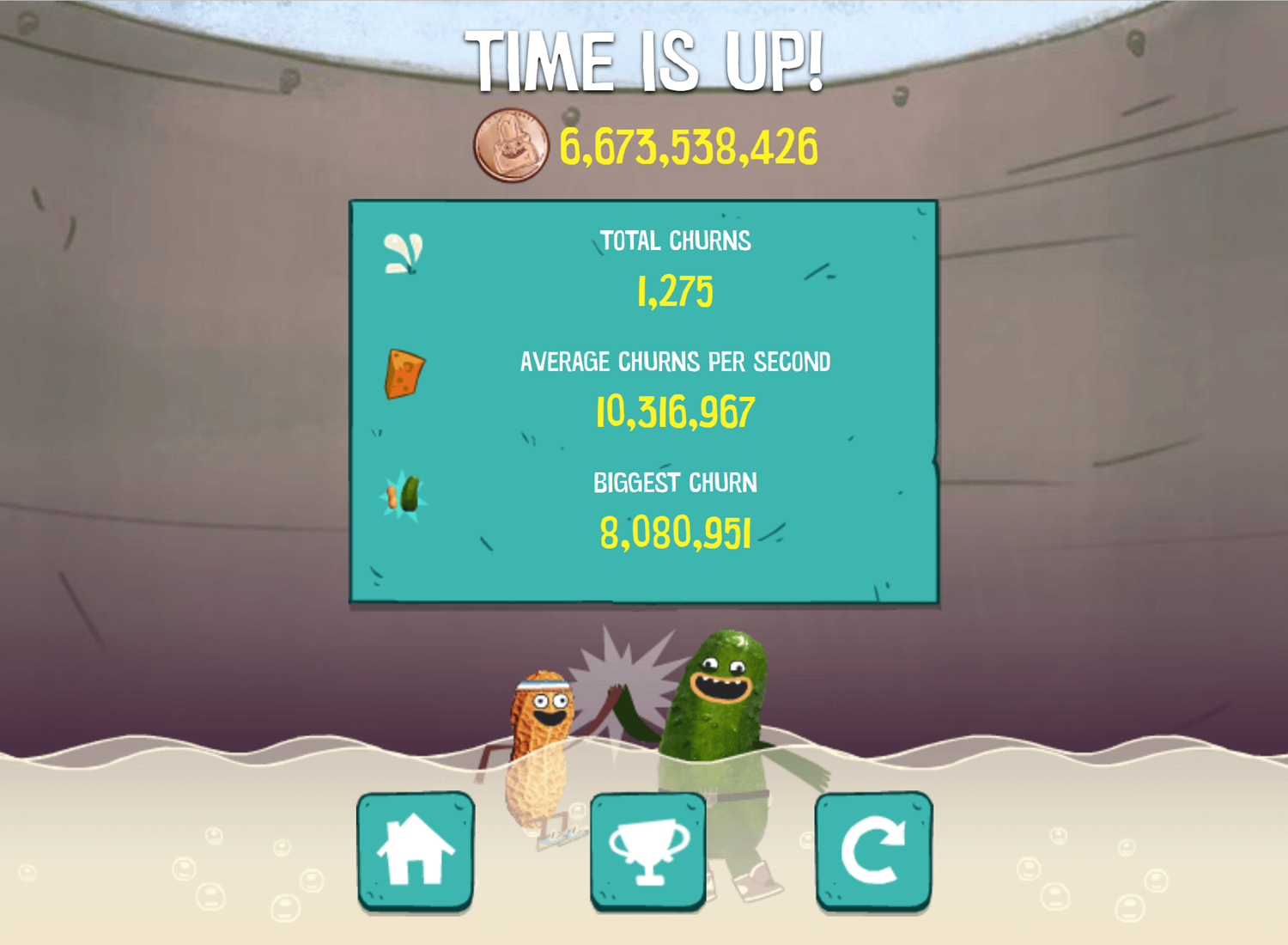 Pickle and Peanut Mjärt Mart Madness Game Over Screen Screenshot.