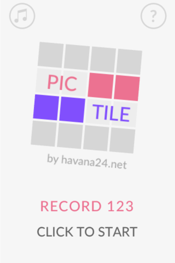 PicTile Game Welcome Screen Screenshot.