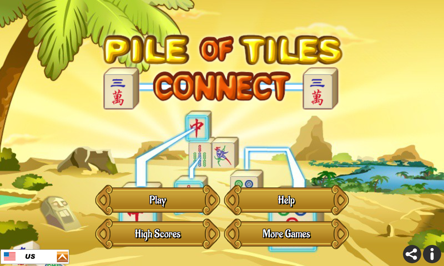 Pile of Tiles Connect Game Welcome Screen Screenshot.