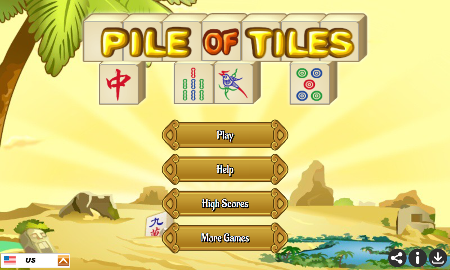 Pile of Tiles Game Welcome Screen Screenshot.